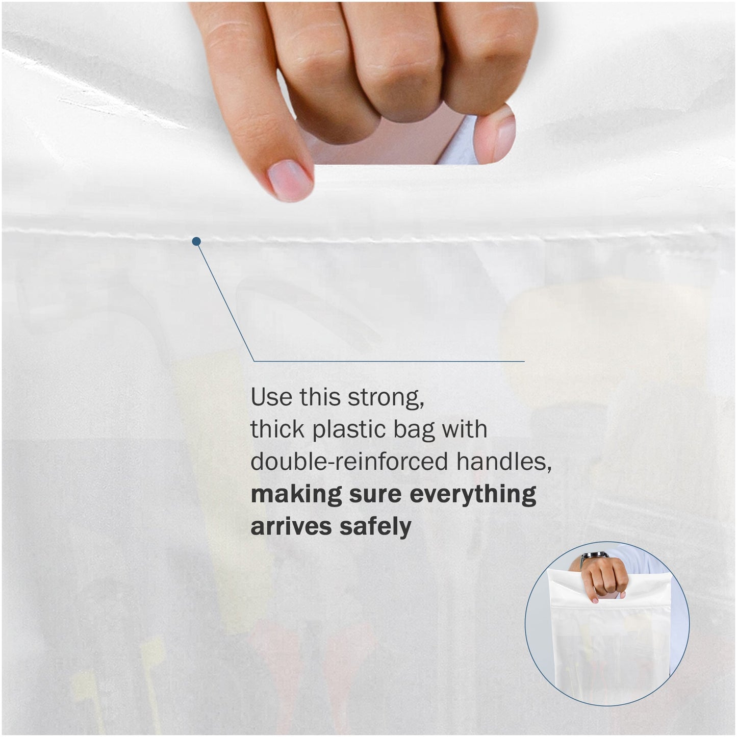 100 Pack 9" x 12" with 2 mil Thick Double Reinforced Handles White Merchandise Bags