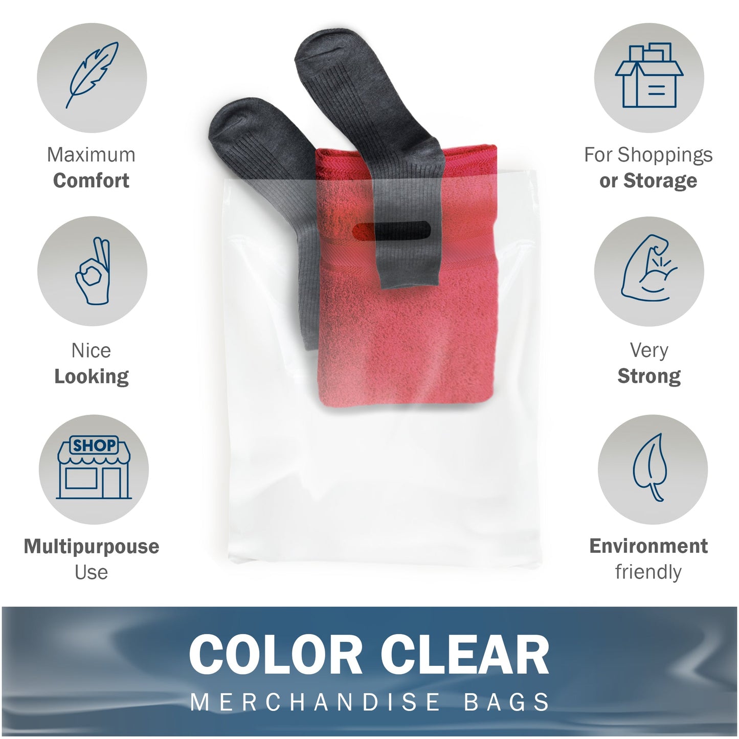 100 Pack 20" x 22" with 2 mil Thick Extra Large Clear Merchandise Plastic Retail Bags
