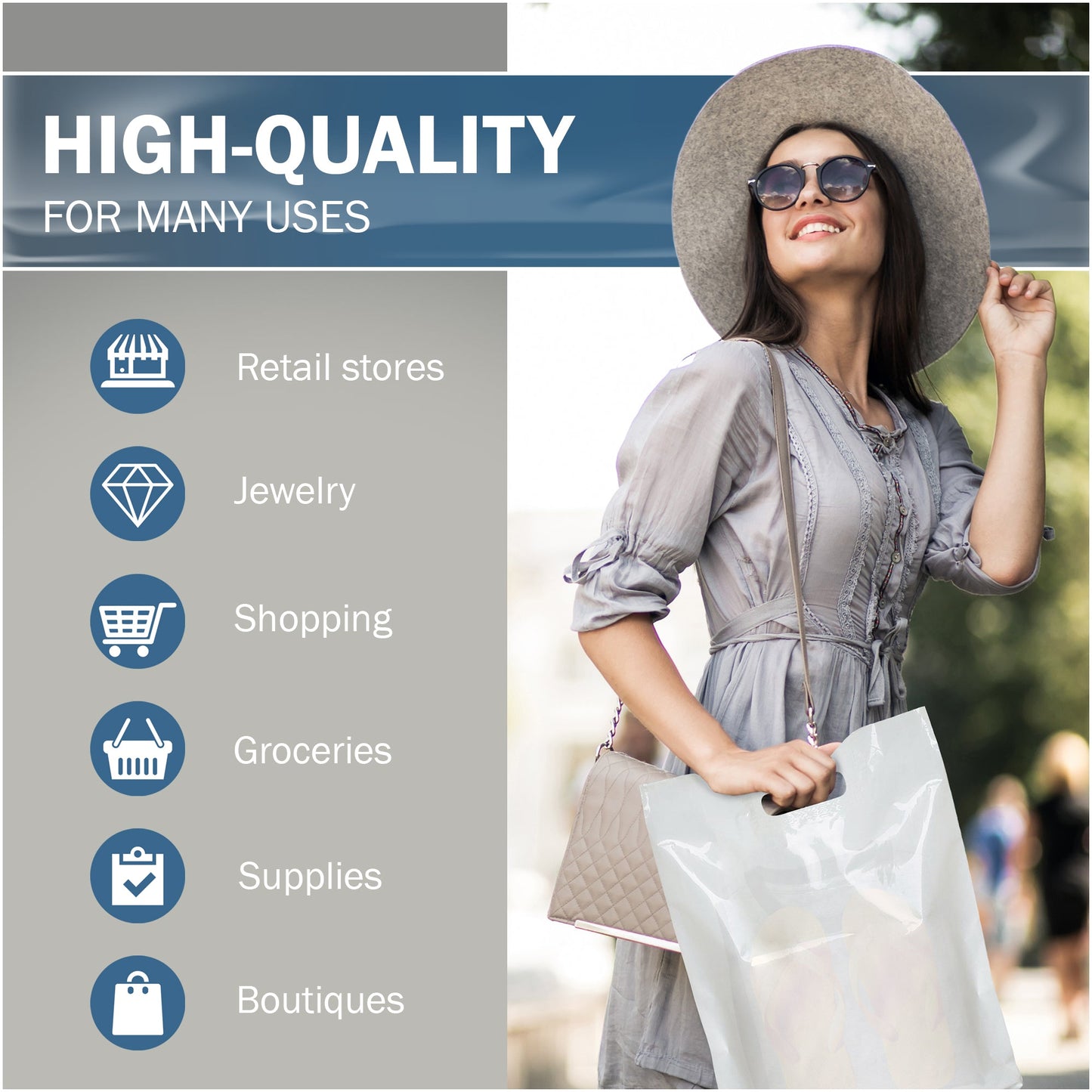 100 Pack 20" x 24" with 2 mil Thick Extra Large White Merchandise Plastic Retail Bags