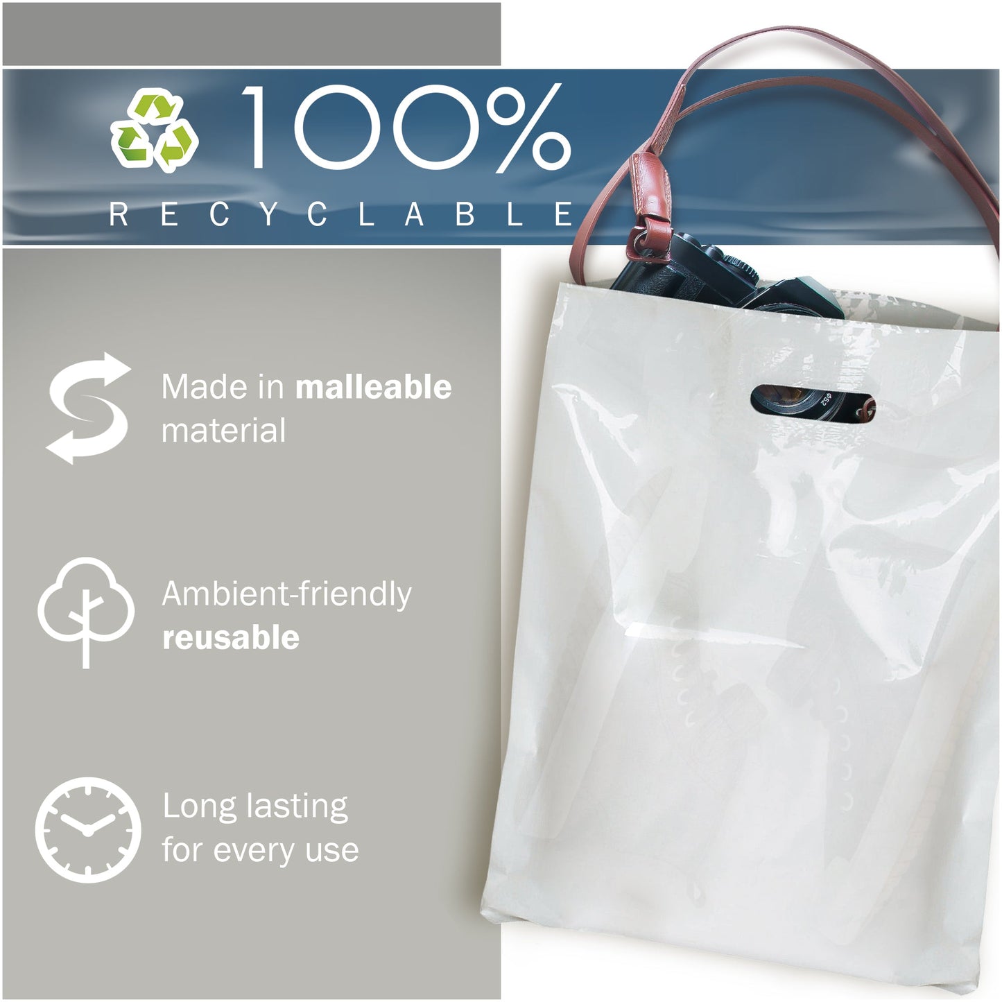 100 Pack 20" x 24" with 2 mil Thick Extra Large White Merchandise Plastic Retail Bags