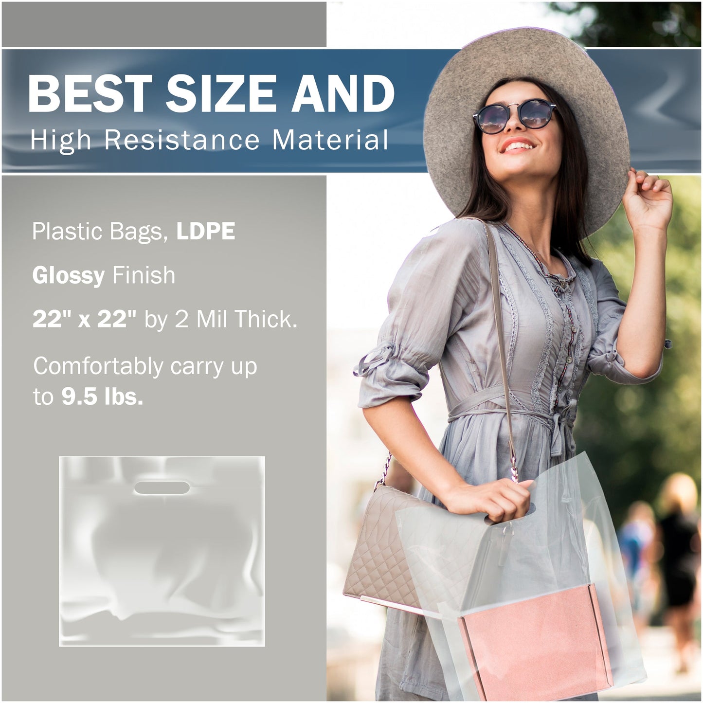 100 Pack 22" x 22" with 2 mil Thick Extra Large Clear Merchandise Plastic Retail Bags