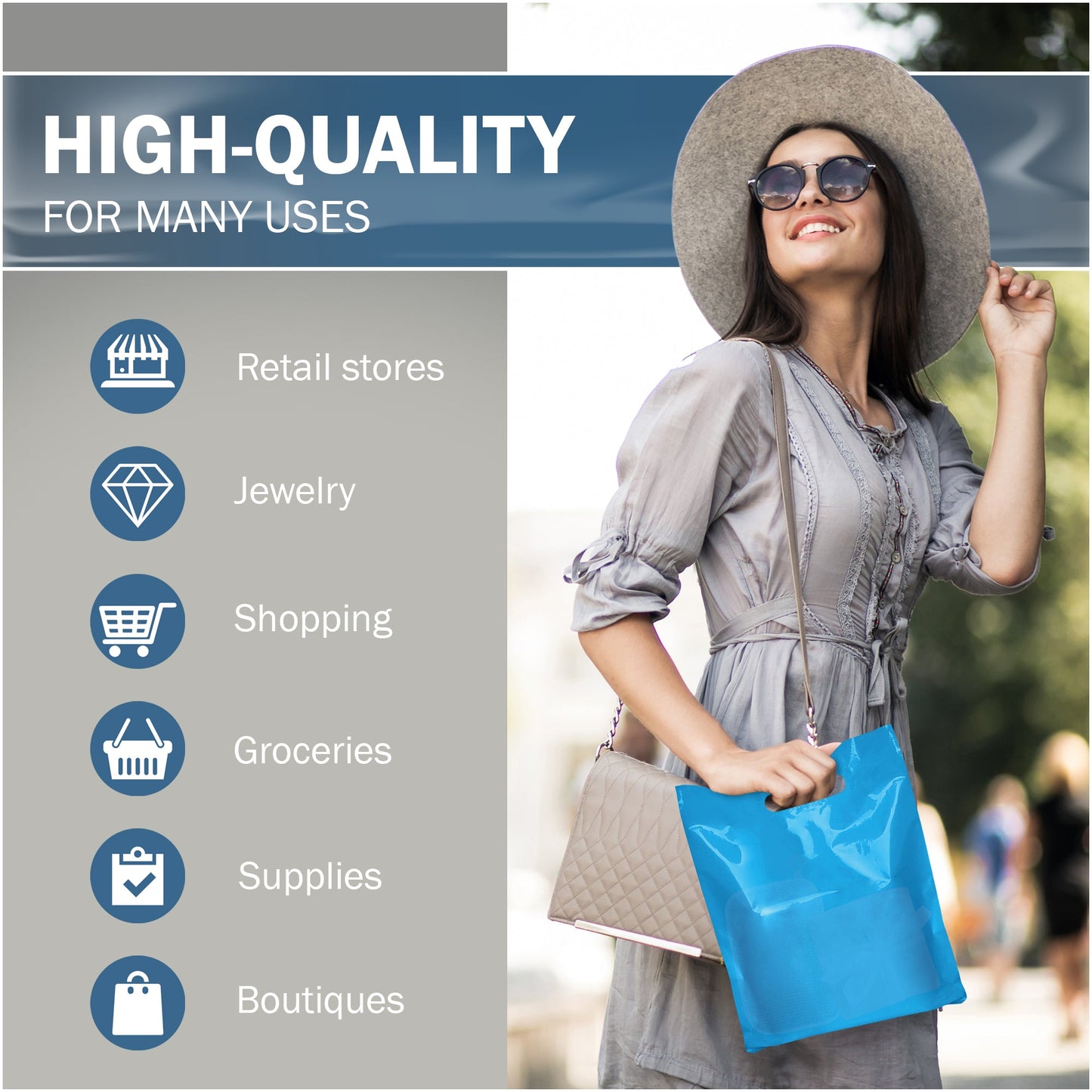 200 Pack 9" x 12" with 1.5 mil Thick Blue Glossy Bags