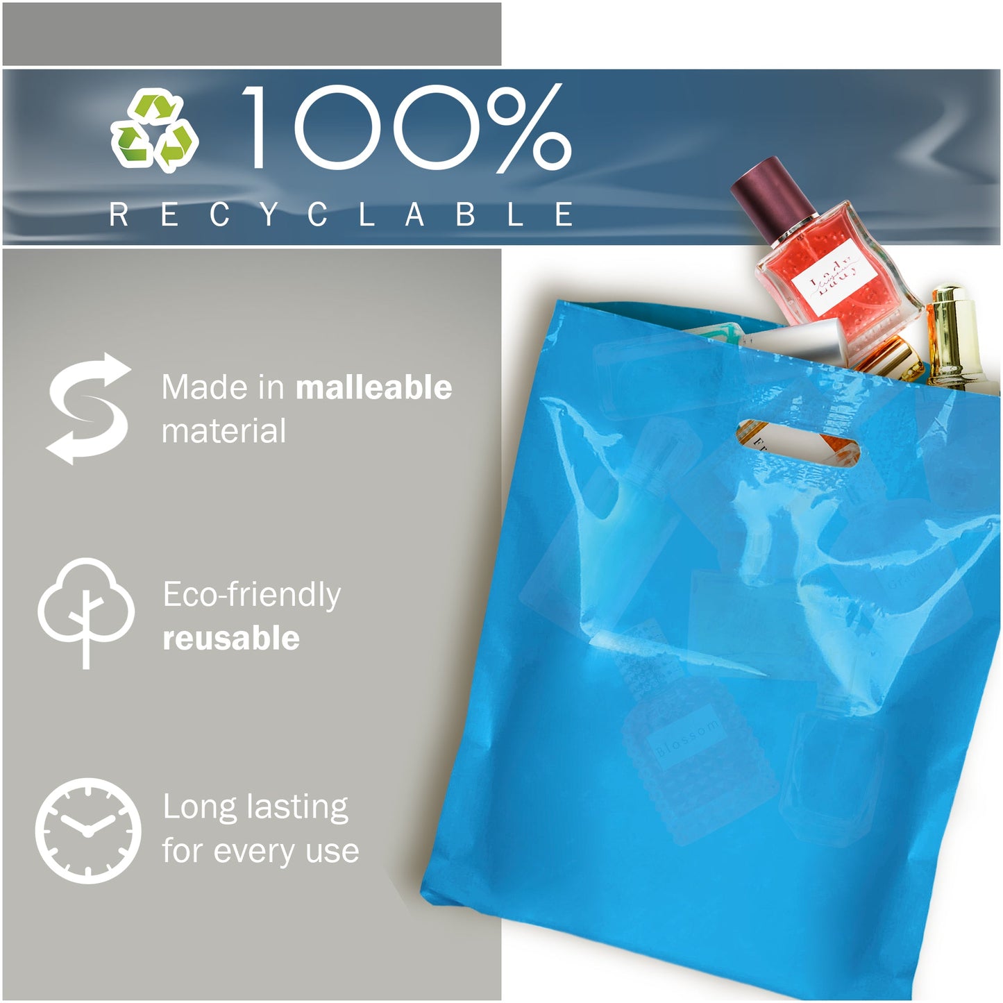 200 Pack 9" x 12" with 1.5 mil Thick Blue Glossy Bags