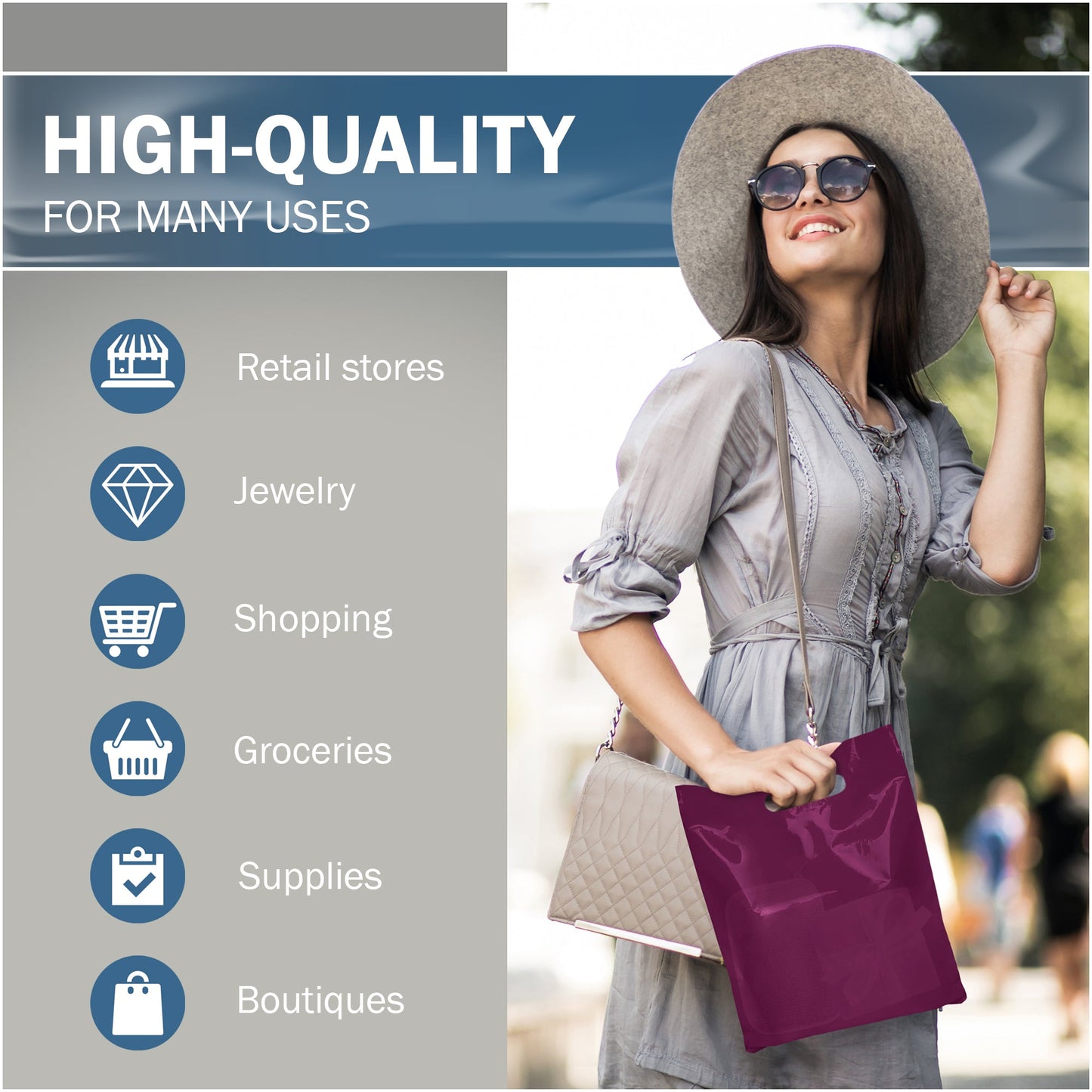 200 Pack 9" x 12" with 1.5 mil Thick Purple Glossy Bags