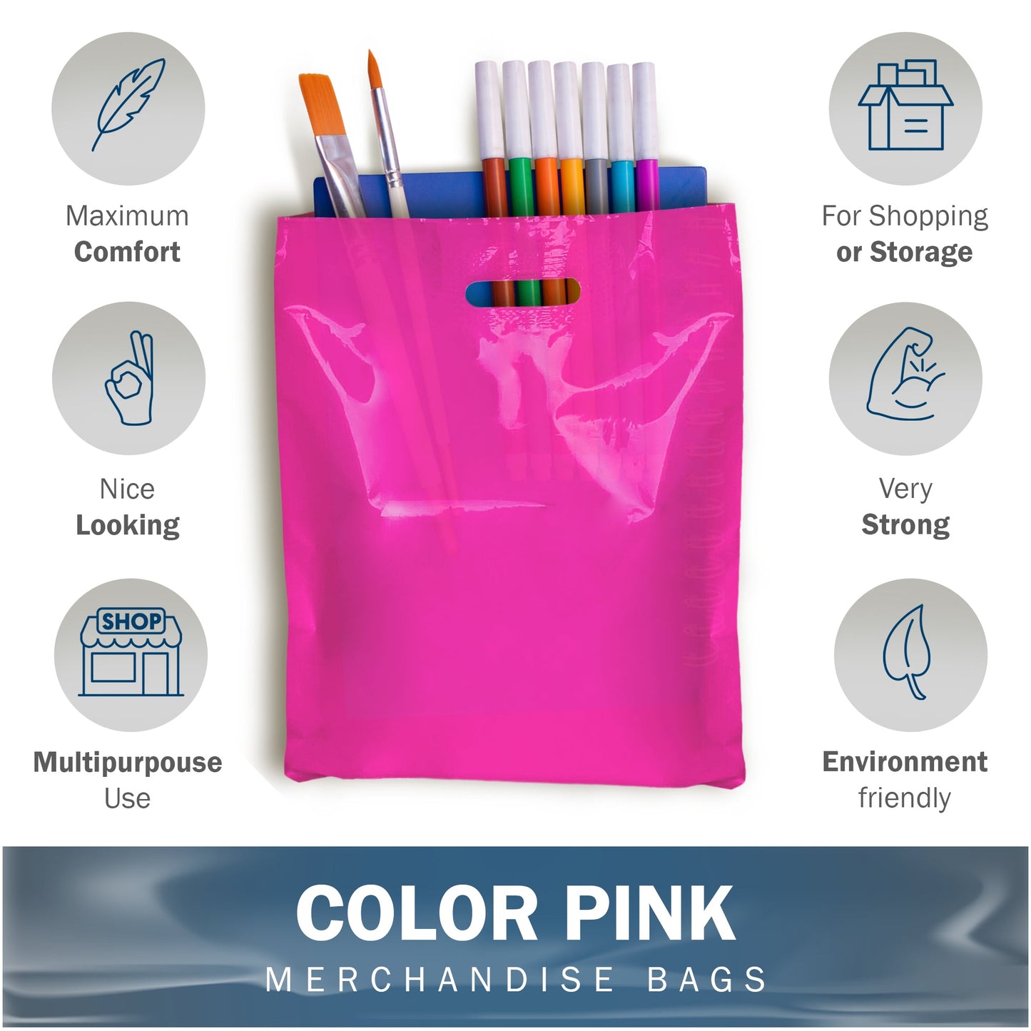 200 Pack 9" x 12" with 1.5 mil Thick Pink Glossy Bags