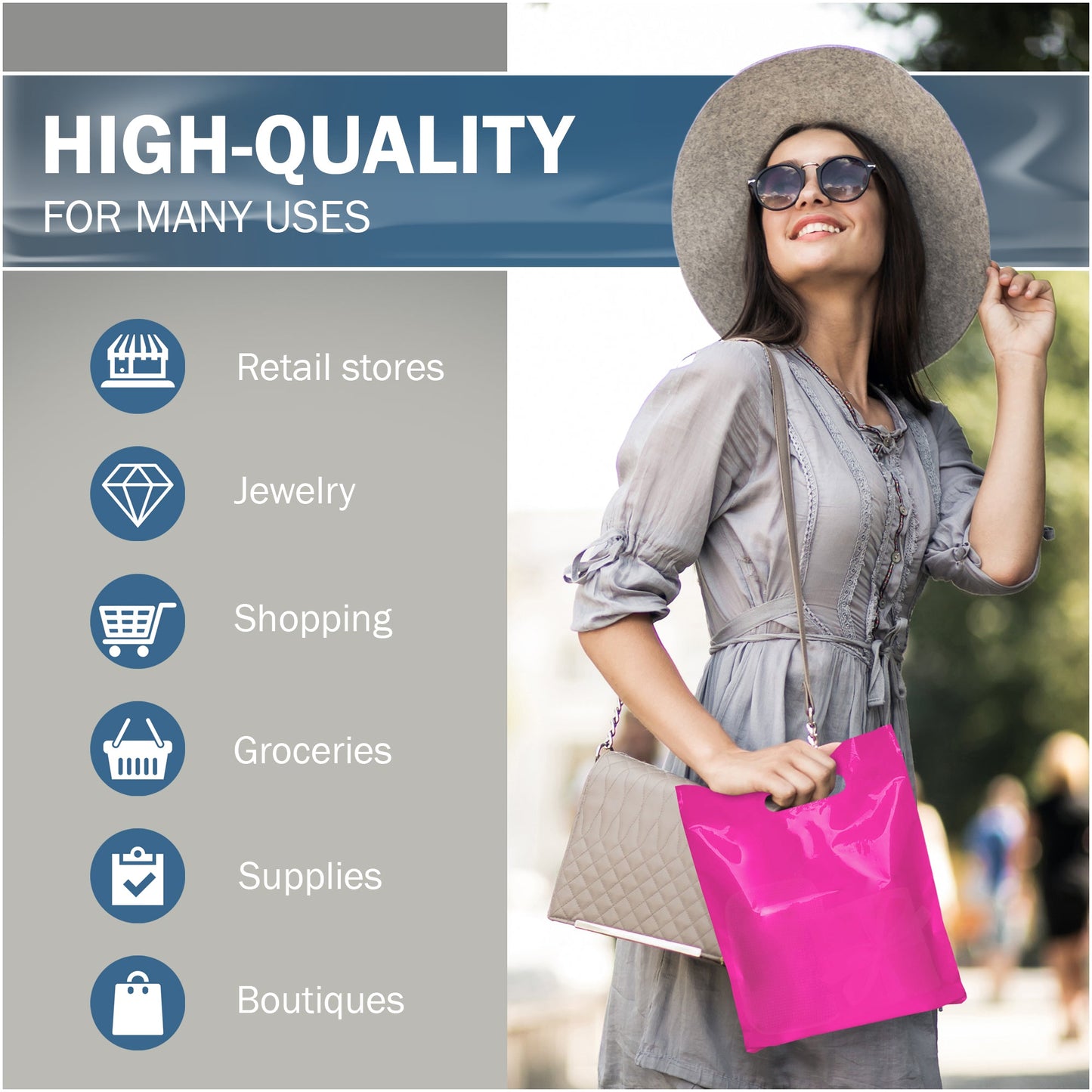 200 Pack 9" x 12" with 1.5 mil Thick Pink Glossy Bags