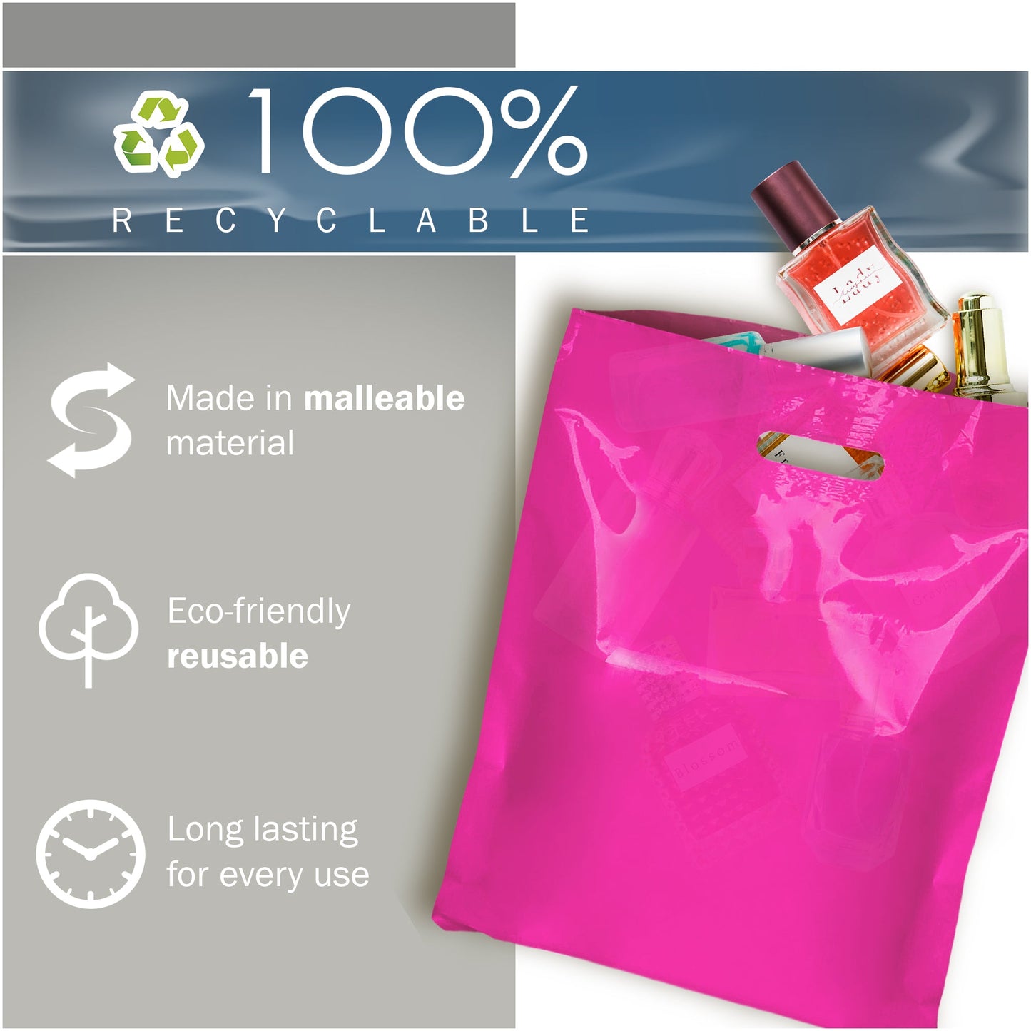 200 Pack 9" x 12" with 1.5 mil Thick Pink Glossy Bags