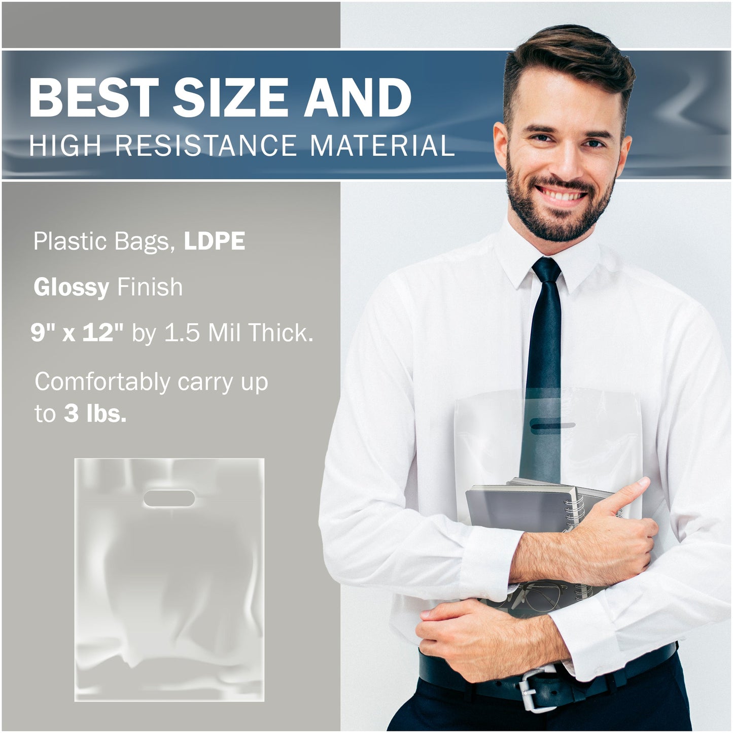 200 Pack 9" x 12" with 1.5 mil Thick Clear Glossy Bags