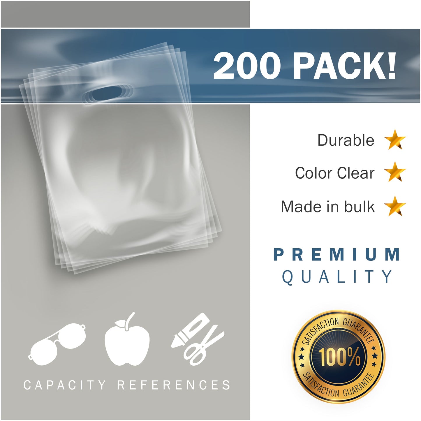 200 Pack 9" x 12" with 1.5 mil Thick Clear Glossy Bags
