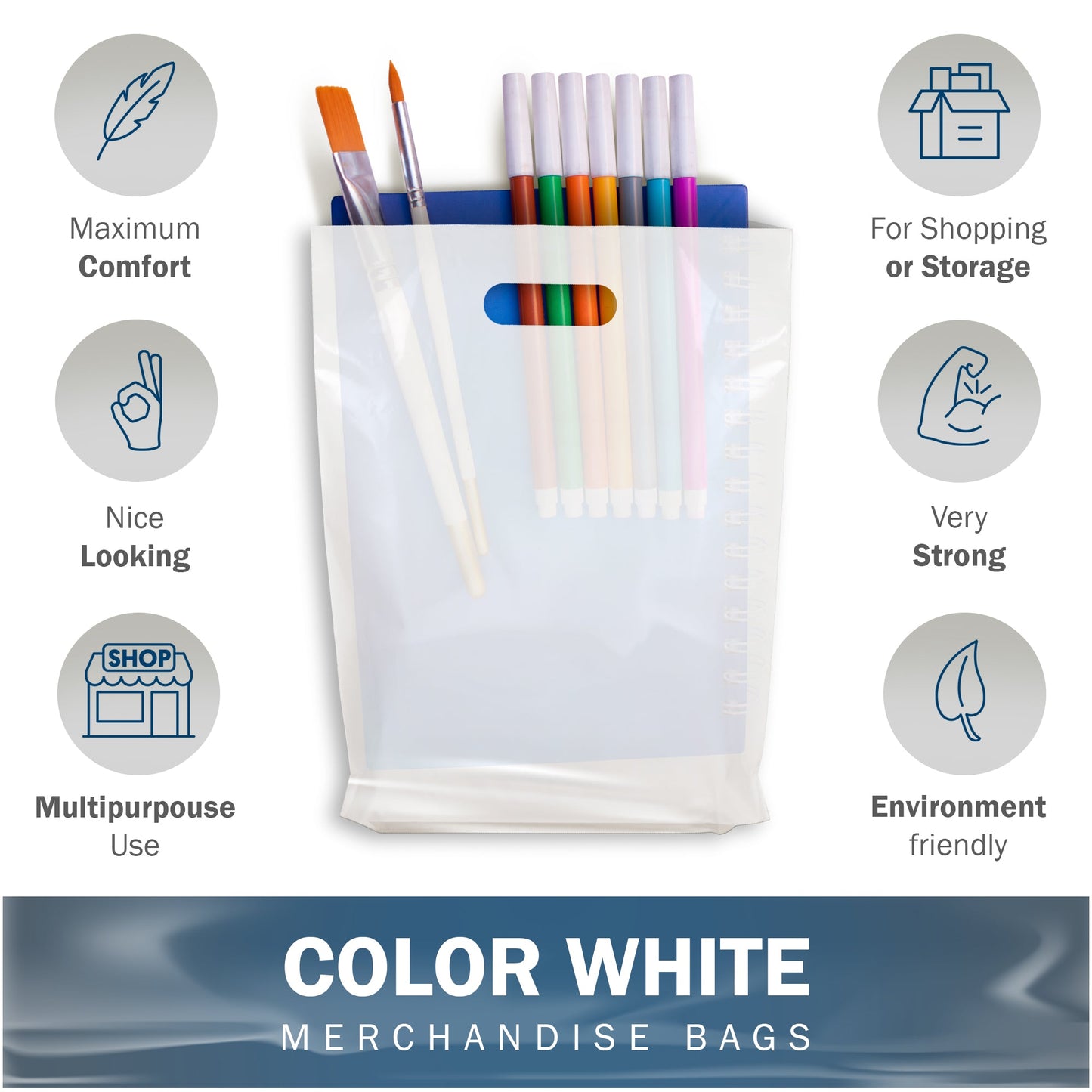 100 Pack 9" x 12" with 1.25 mil Thick White Glossy Bags
