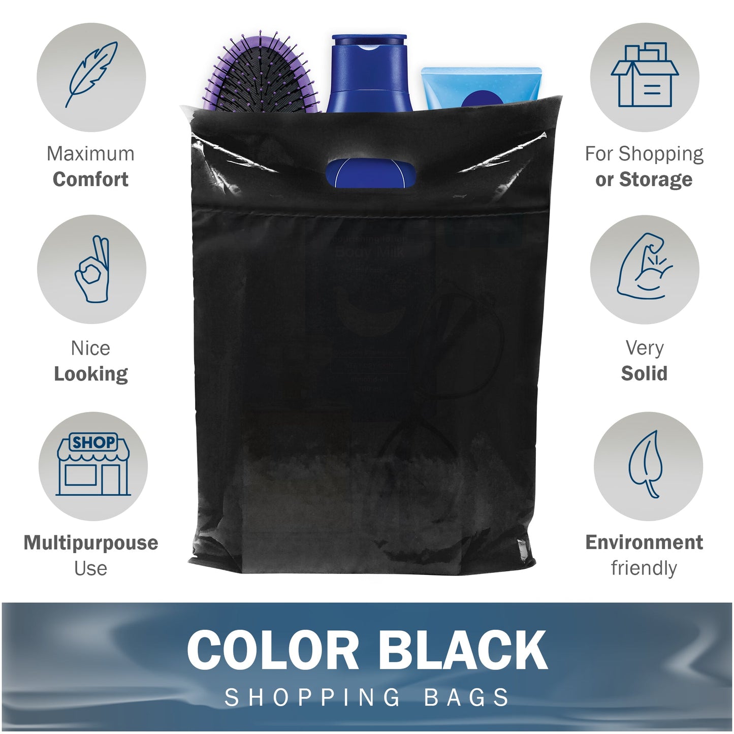 100 Pack 9" x 12" with 2 mil Thick Black Merchandise Bags