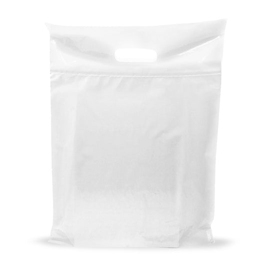 100 Pack 9" x 12" with 2 mil Thick Double Reinforced Handles White Merchandise Bags