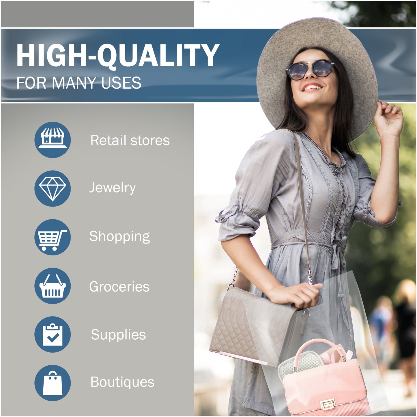 100 Pack 20" x 22" with 2 mil Thick Extra Large Clear Merchandise Plastic Retail Bags