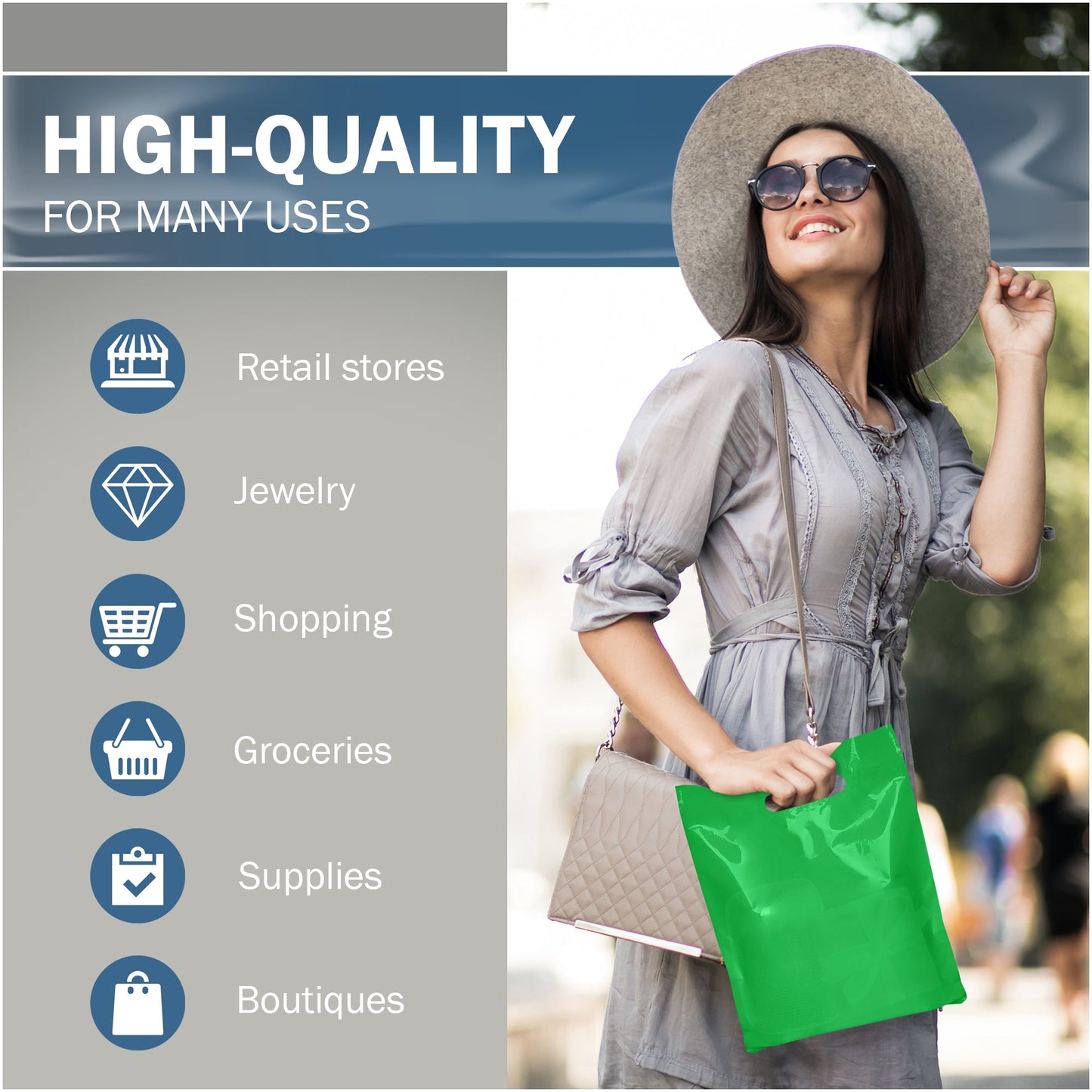 200 Pack 9" x 12" with 1.5 mil Thick Green Glossy Bags